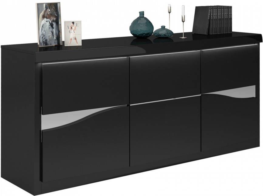 Ameubelment Dressoir Spirit 220 cm breed in hoogglans zwart