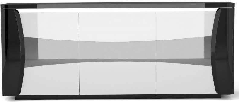 Ameubelment Dressoir Tiago 180 cm breed in hoogglans zwart met wit