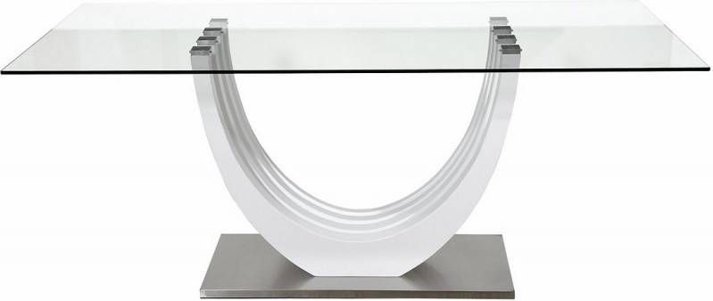 Ameubelment Glazen Eettafel Ovio 180 cm breed Hoogglans Wit