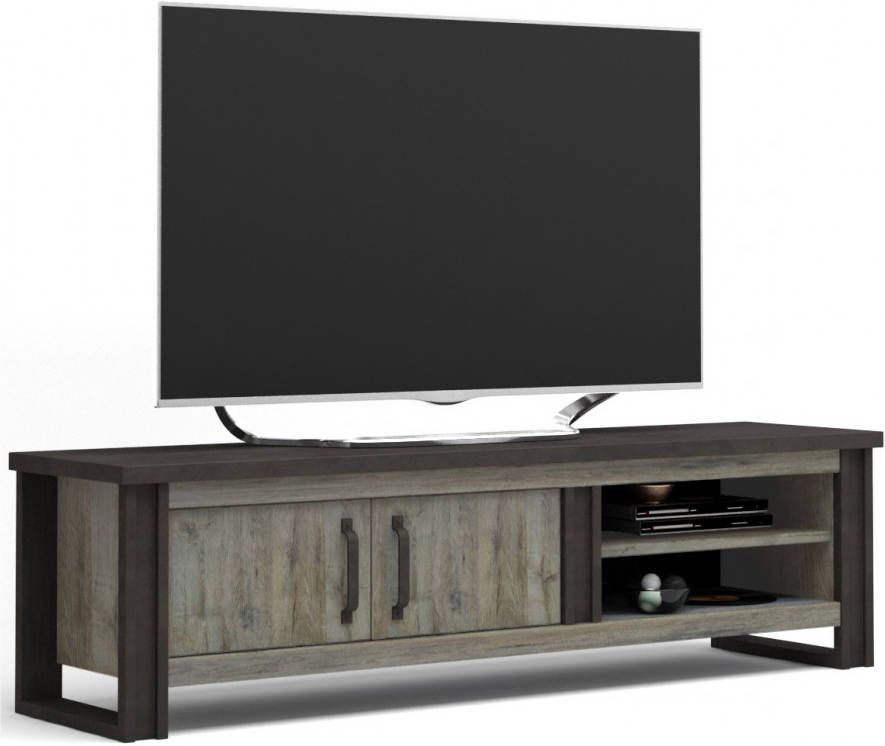 Ameubelment Tv Meubel Baxter 204 cm breed grijs eiken met antraciet