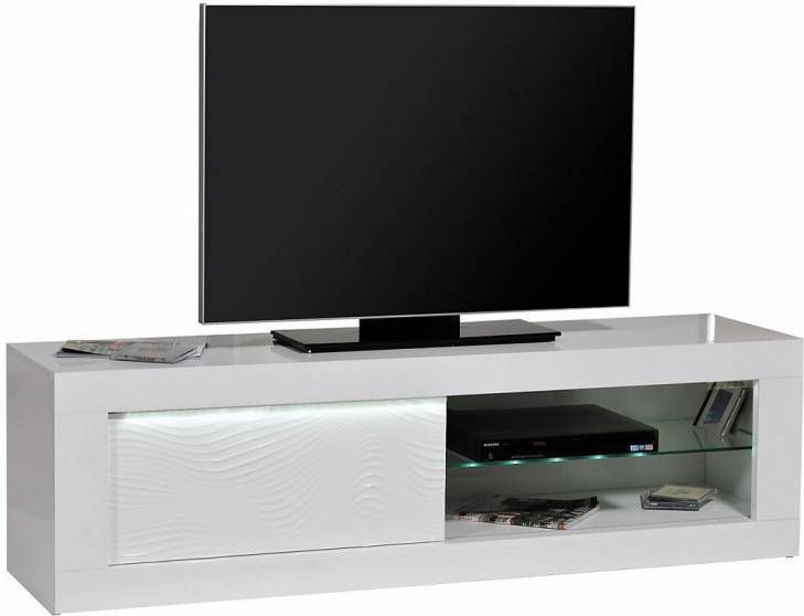 Ameubelment Tv meubel Karma 170 cm breed Hoogglans wit