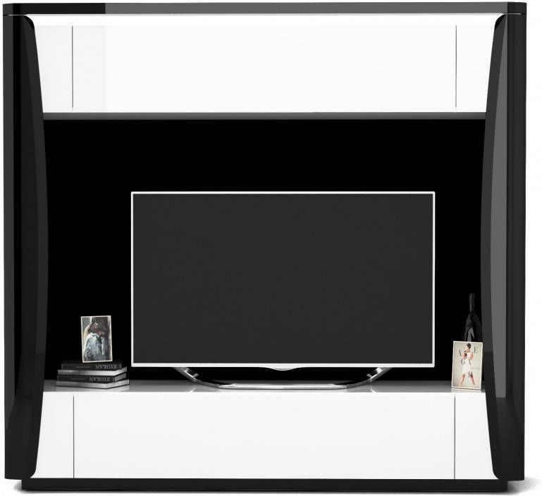 Ameubelment Tv meubel Tiago 180 cm hoog in hoogglans zwart met wit