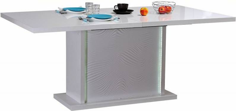 Ameubelment Uitschuifbare Eettafel Karma 180 tot 225 cm breed Hoogglans Wit