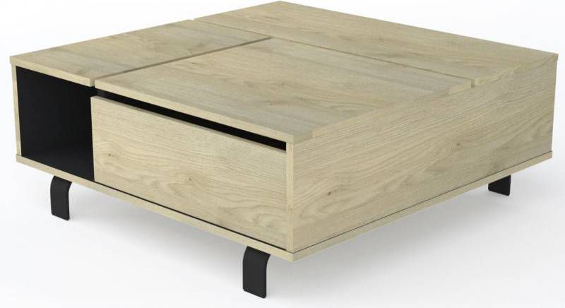 Ameubelment Vierkante Salontafel Rush 90x37x90 cm breed naturel eiken