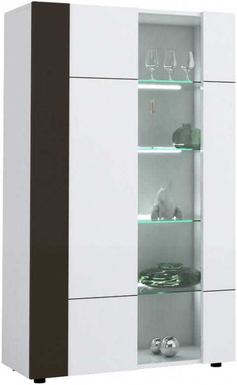 Ameubelment Vitrinekast Karat 165 cm hoog Hoogglans wit met antraciet