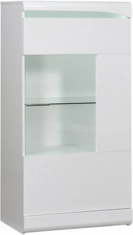 Ameubelment Vitrinekast Ovio 143 cm hoog Hoogglans Wit