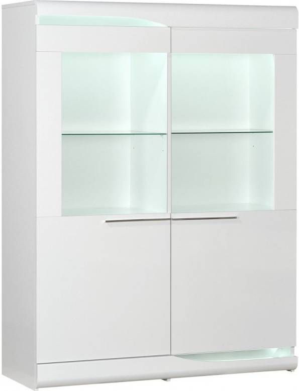 Ameubelment Vitrinekast Ovio 160 cm hoog Hoogglans wit