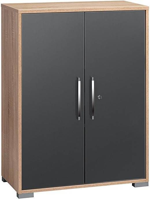 Bermeo Archiefkast Jones Small Sonoma eiken met hoogglans grijs