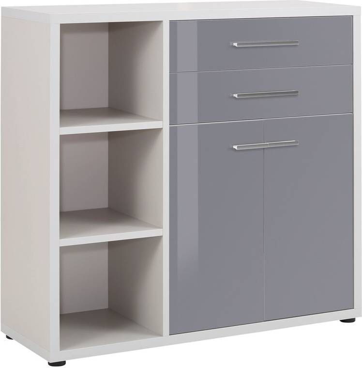 Bermeo Boekenkast Banco 110 cm hoog in platina grijs met grijs