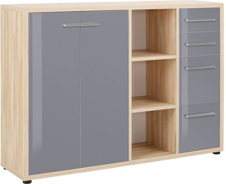 Bermeo Boekenkast Banco 156 cm breed in eiken met grijs