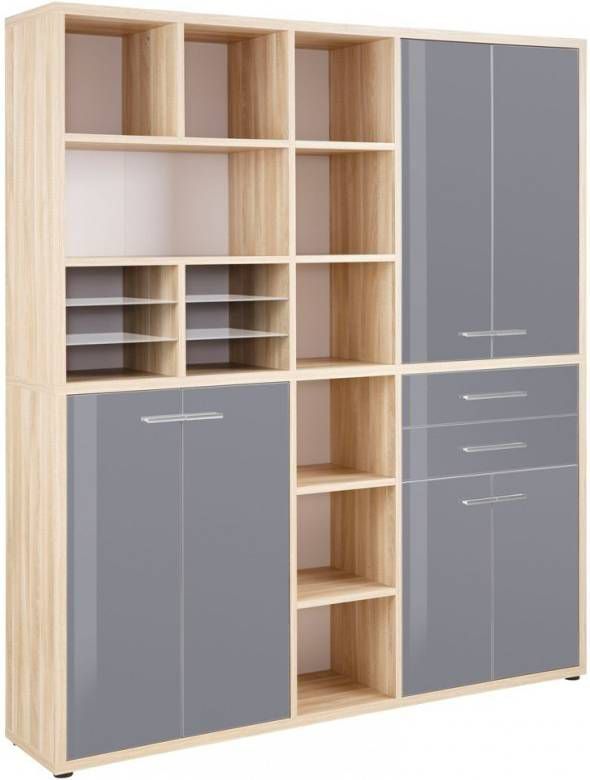 Bermeo Boekenkast Banco Large Eiken met grijs