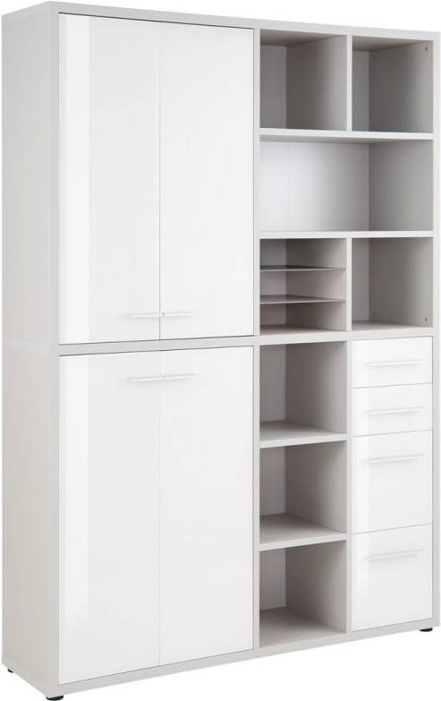 Bermeo Boekenkast Banco Medium Platina grijs met wit