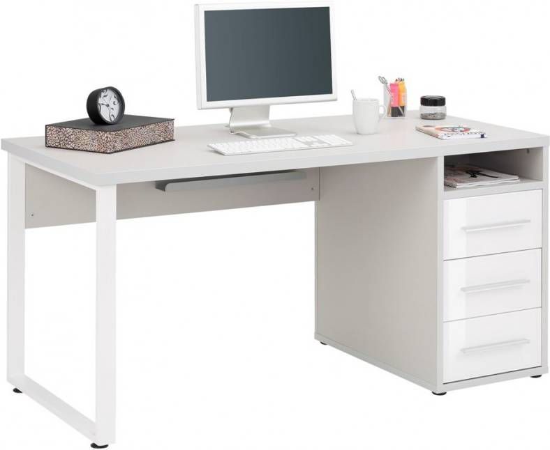 Bermeo Bureau Banco 150 cm breed Platina grijs met wit