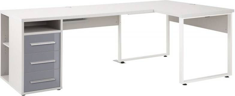 Bermeo Hoekbureau Banco small in platina grijs met grijs