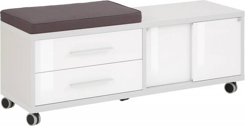 Bermeo Ladeblok Banco 133 cm breed Platina grijs met wit
