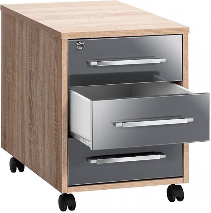 Bermeo Ladeblok Jones 59 cm hoog Sonoma eiken met hoogglans Grijs