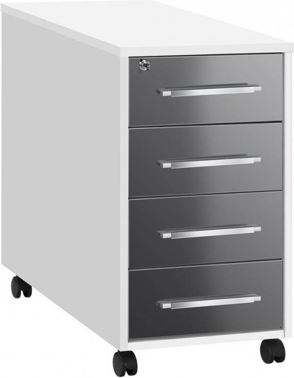 Bermeo Ladeblok Jones 75 cm hoog Wit met hoogglans grijs