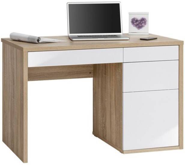 Bermeo Bureau Lenno 110 cm breed in sonoma eiken met hoogglans wit