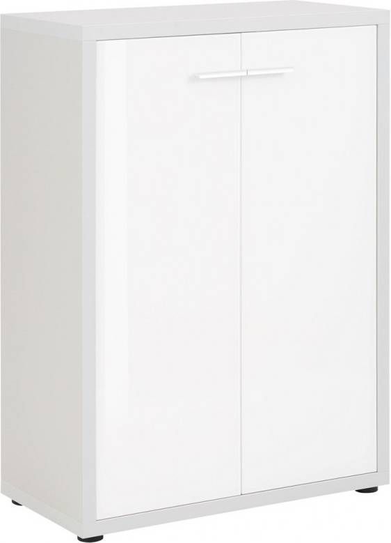 Bermeo Opbergkast Banco 110 cm hoog Platina grijs met wit