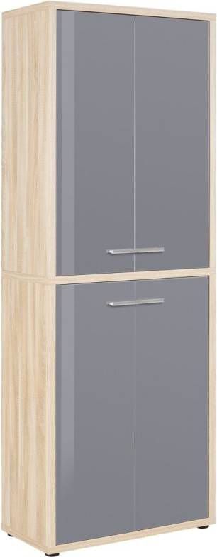 Bermeo Opbergkast Banco 216 cm hoog Eiken met grijs