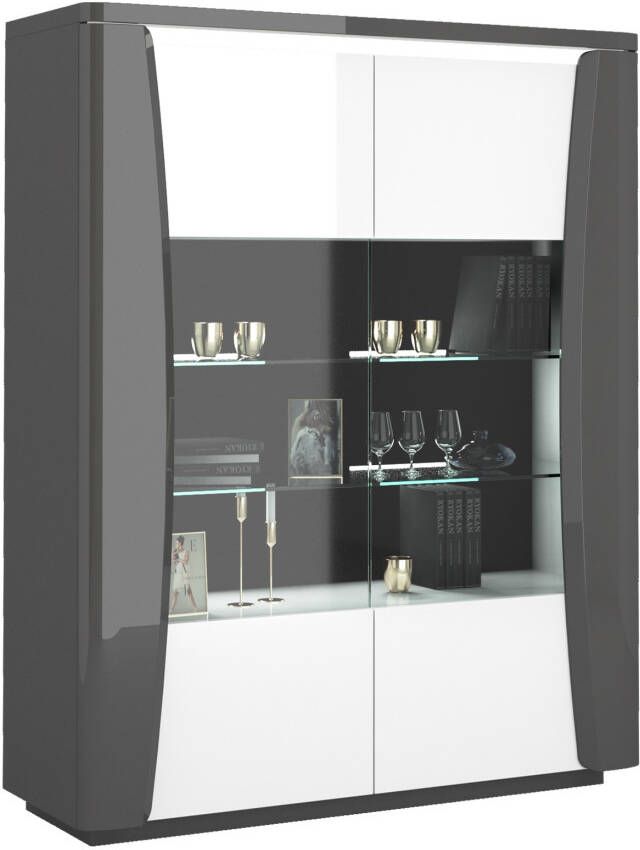 Ameubelment Buffetkast Tiago 180 cm hoog in hoogglans antraciet met wit