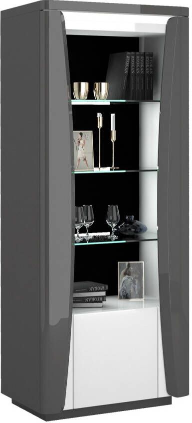 Ameubelment Buffetkast Tiago small 180 cm hoog in hoogglans antraciet met wit