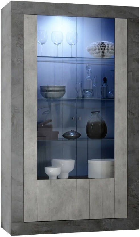 Pesaro Mobilia Buffetkast Urbino 190 cm hoog in Oxid met grijs beton