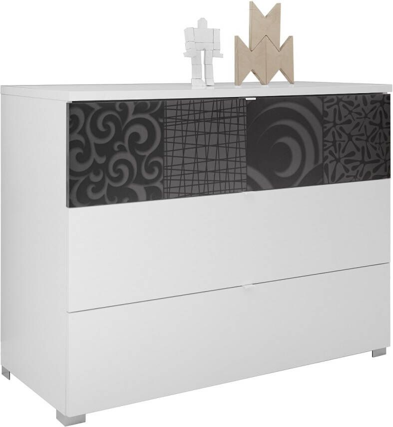 Pesaro Mobilia Commode Perez 104 cm breed in mat wit met hoogglans antraciet