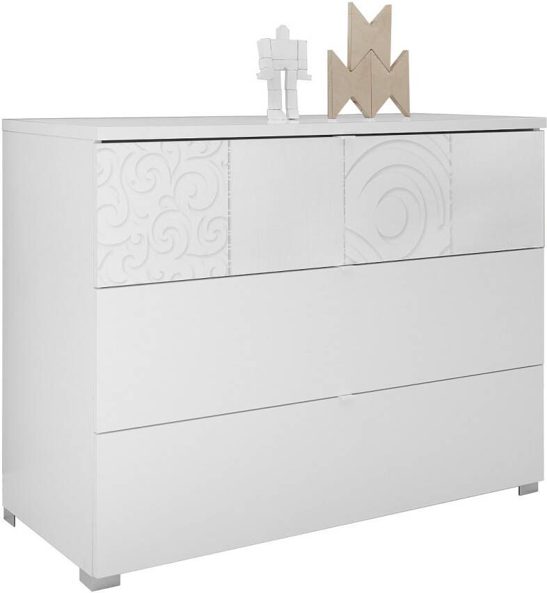 Pesaro Mobilia Commode Perez 104 cm breed in mat wit met hoogglans wit