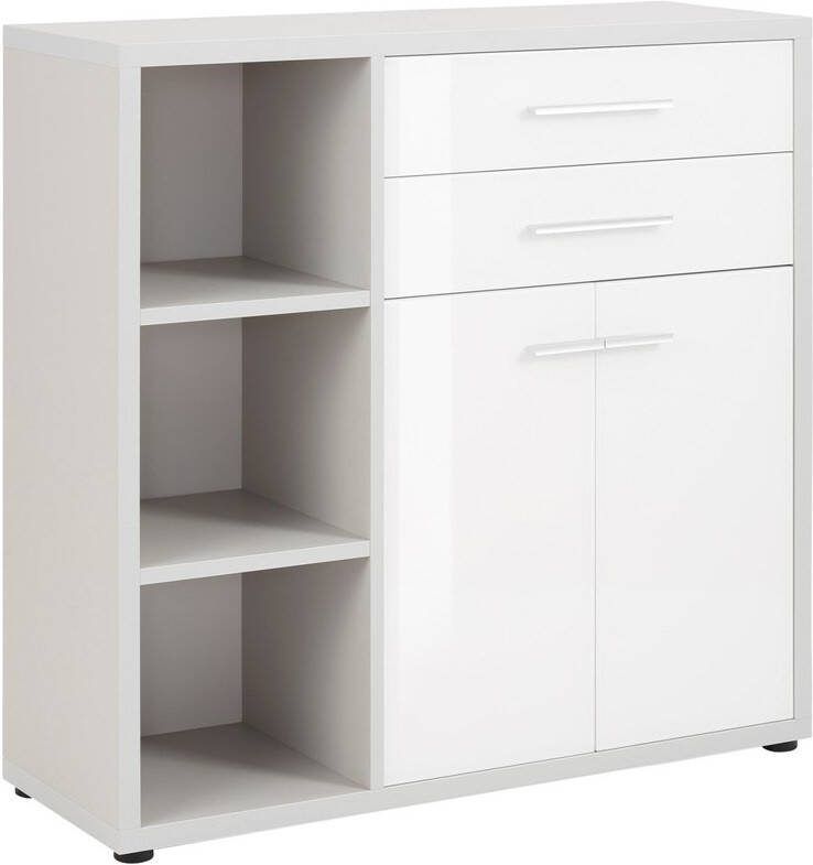 Bermeo Dressoir Banco 110 cm hoog in platina grijs met wit