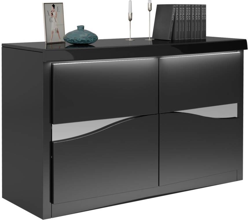 Ameubelment Dressoir Spirit 136 cm breed in hoogglans zwart