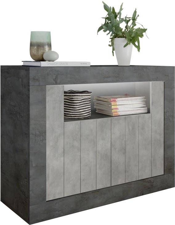 Pesaro Mobilia Dressoir Urbino 110 cm breed in Oxid met grijs beton
