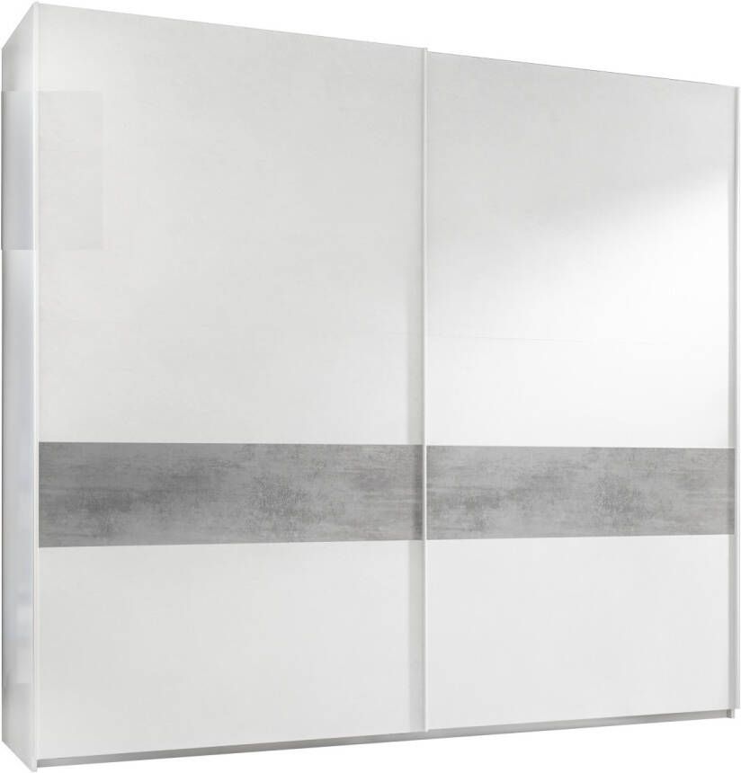 Pesaro Mobilia Kledingkast Amalti Alpaca 220 cm breed in mat wit met grijs beton