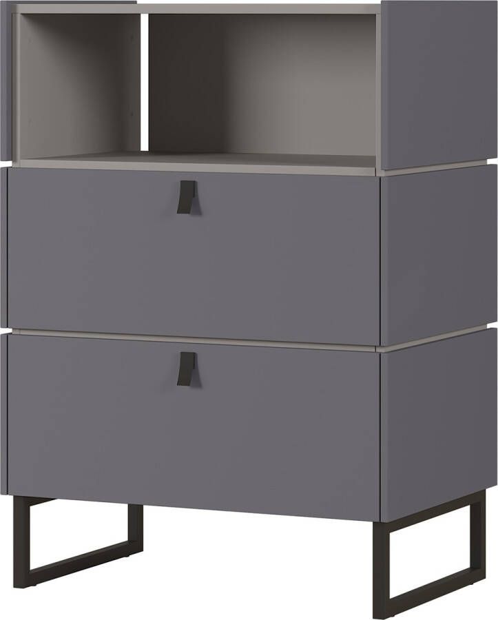 Germania Ladekast Mamiko 93 cm hoog in grijs met grafiet
