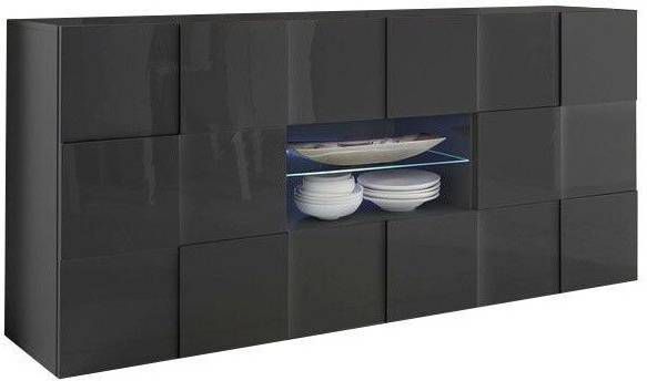 Pesaro Mobilia Dressoir Dama 181 cm breed Hoogglans grijs