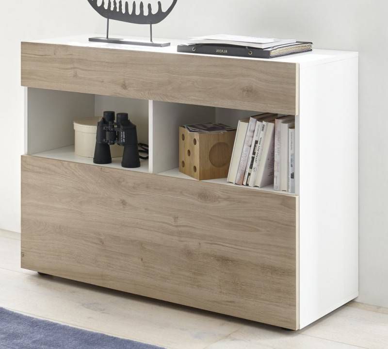 Pesaro Mobilia Dressoir Markis 111 cm breed in wit met cadiz eiken