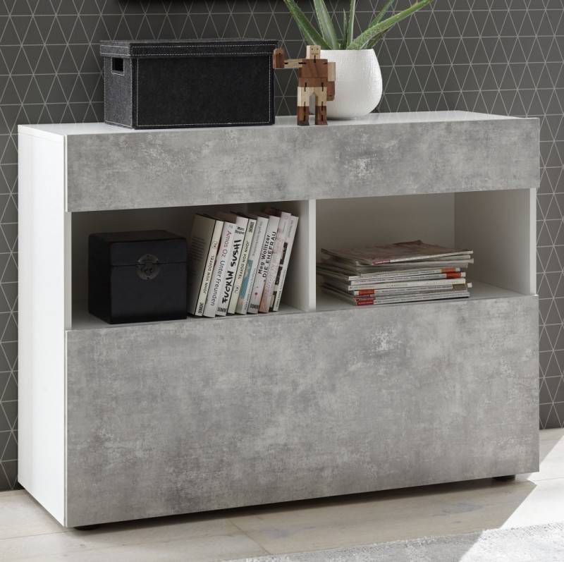Pesaro Mobilia Dressoir Markis 111 cm breed in wit met grijs beton