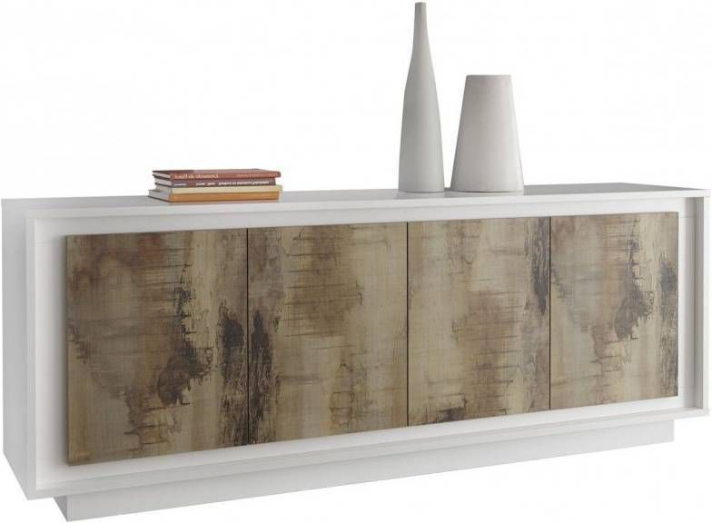 Pesaro Mobilia Dressoir SKY 207 cm breed Wit met Eiken