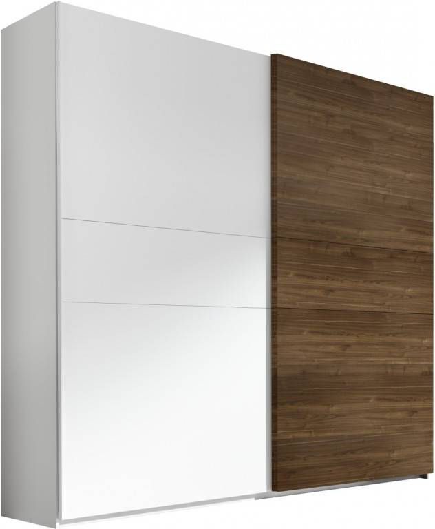 Pesaro Mobilia Kledingkast Amalti 220 cm breed in mat wit met walnoot