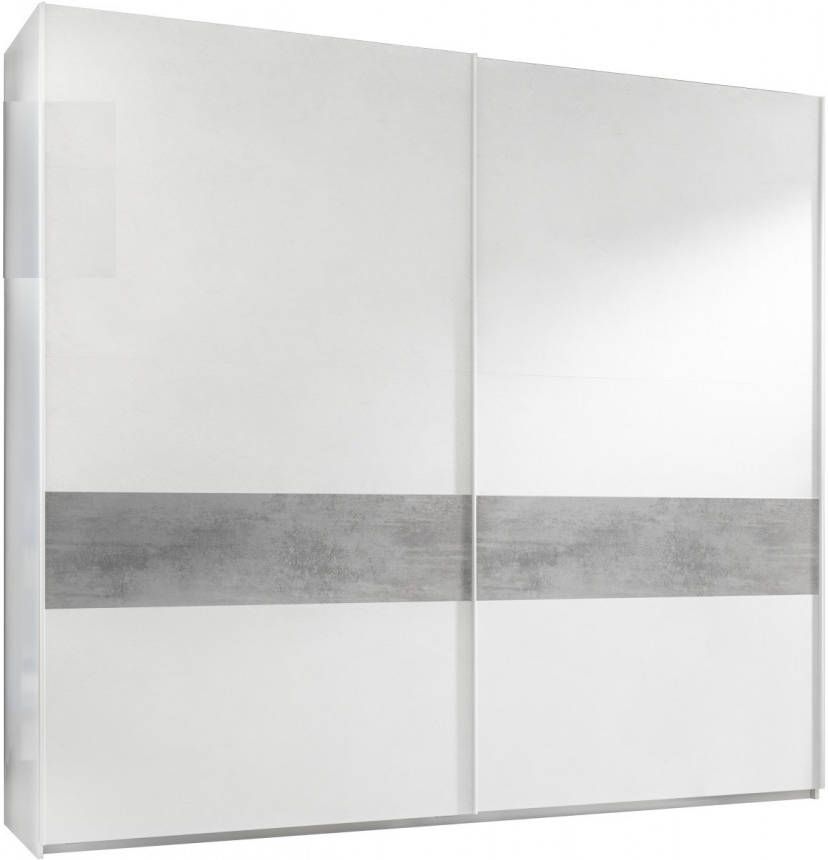 Pesaro Mobilia Kledingkast Amalti Alpaca 275 cm breed in mat wit met grijs beton