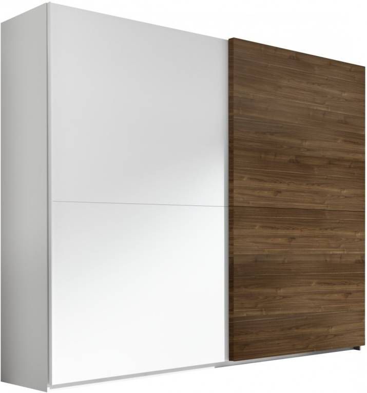 Pesaro Mobilia Kledingkast Amalti Full 275 cm breed in mat wit met walnoot