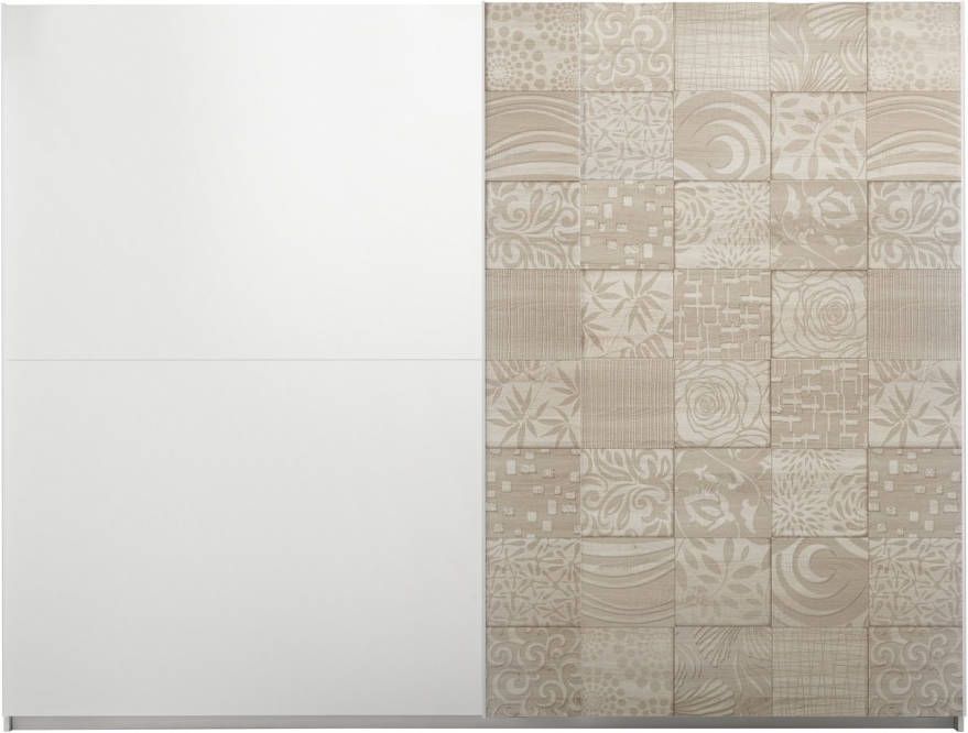 Pesaro Mobilia Kledingkast Perez 275 cm breed in mat wit met sonoma eiken