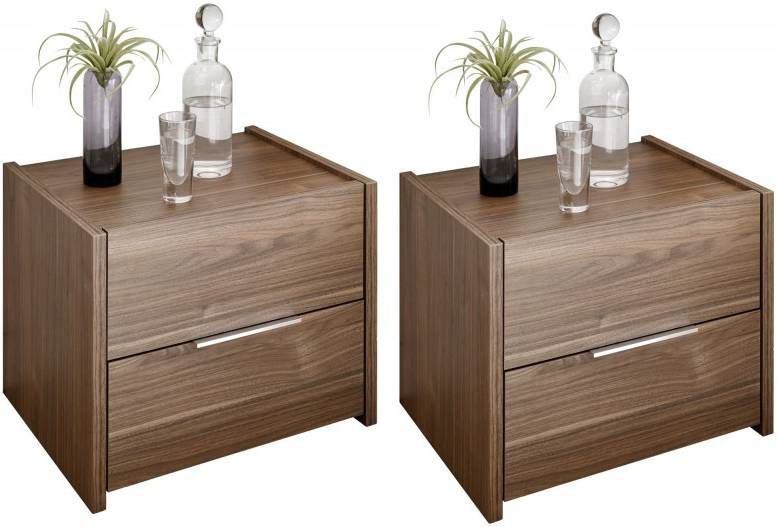 Pesaro Mobilia Nachtkastje Set Amalti alpaca 42 cm hoog in walnoot