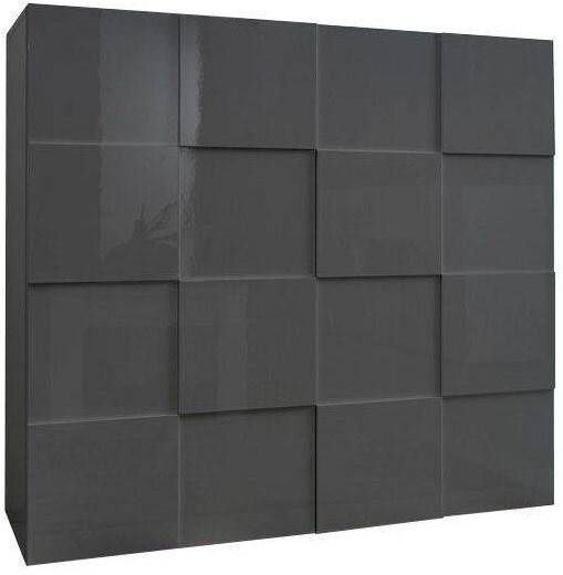Pesaro Mobilia Opbergkast Dama 111 cm hoog Hoogglans grijs