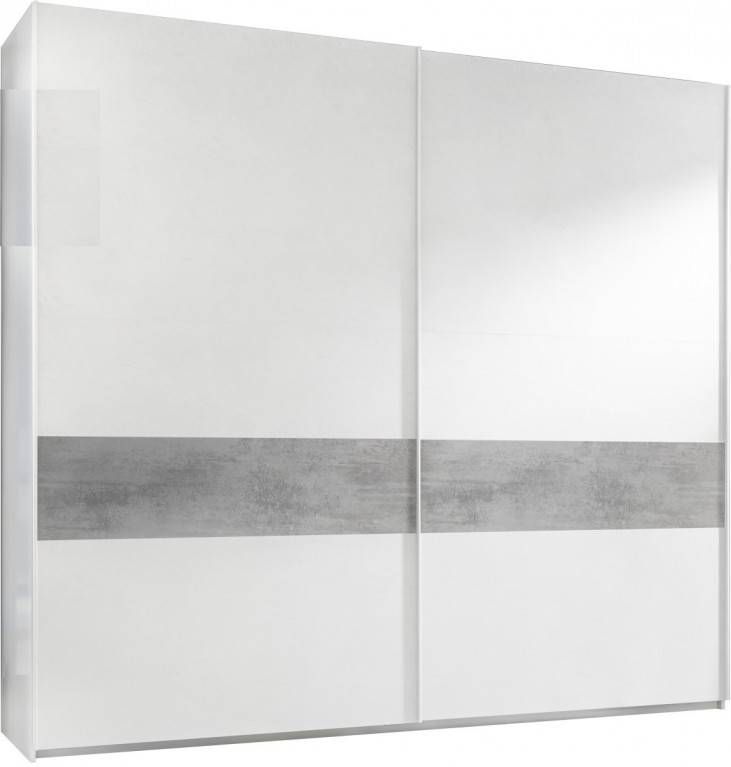 Pesaro Mobilia Schuifdeurkast Amalti Alpaca 275 cm breed in mat wit met grijs beton