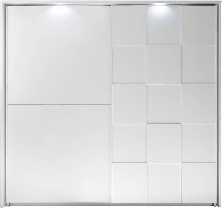 Pesaro Mobilia Schuifdeurkast Ottica 220 cm breed in mat wit