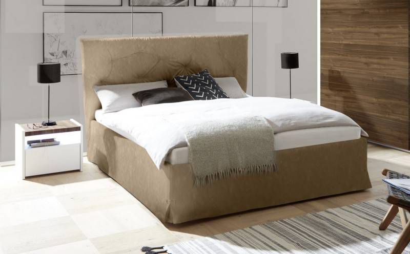 Pesaro Mobilia Tweepersoonsbed Amalti alpaca 160x200cm in tabak bruin