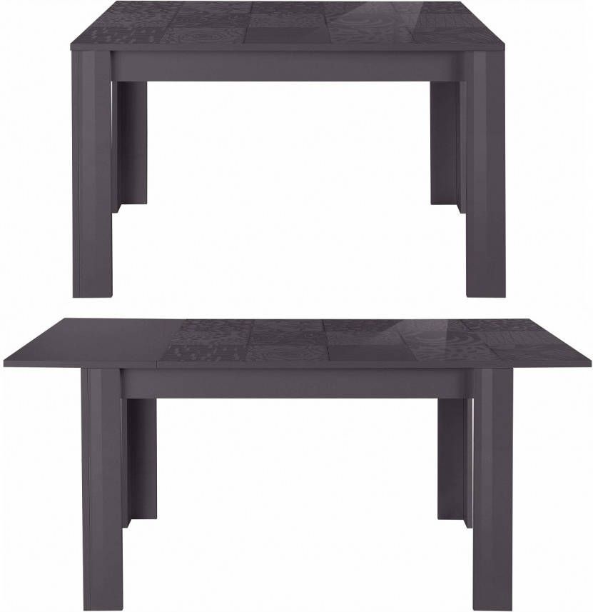 Pesaro Mobilia Uitschuifbare Eettafel Miro 137 tot 185 cm breed in hoogglans antraciet