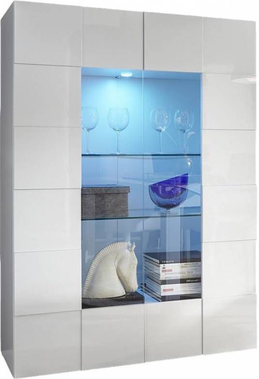 Pesaro Mobilia Vitrinekast Dama 166 cm hoog Hoogglans wit