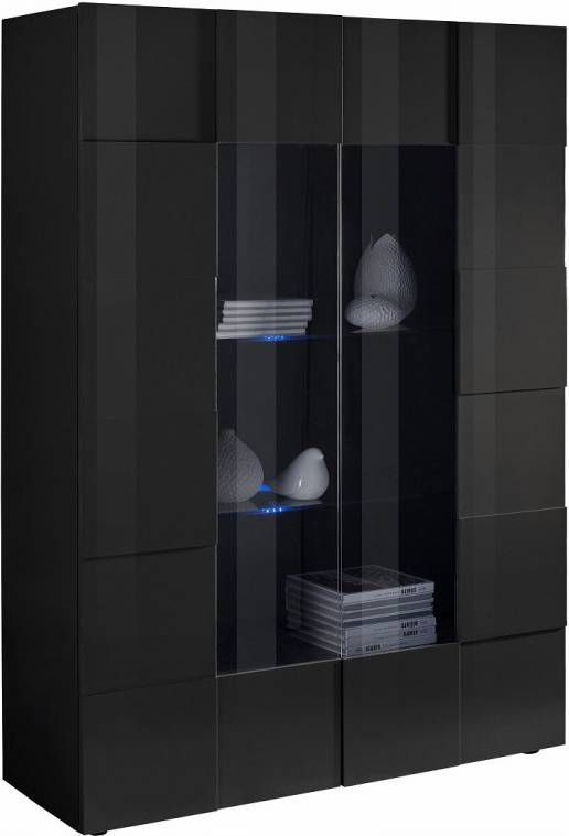 Pesaro Mobilia Vitrinekast Dama 166 cm hoog Hoogglans grijs
